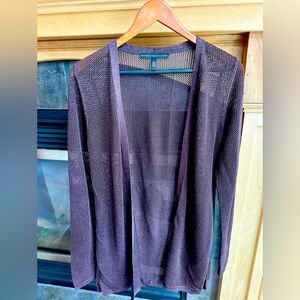 Women's WHBM Brown Metallic Open-Front Cardigan Sweater Small Euc